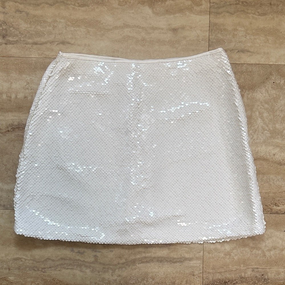 Abercrombie & Fitch White Sequin Pencil Skirt